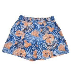 Columbia Swimming Shorts Womens Blue Orange S PFG Floral Drawstring Fishing Gear